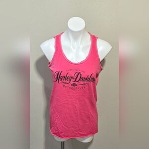 Harley Davidson Pink and Black Tank Top Women's Size Medium